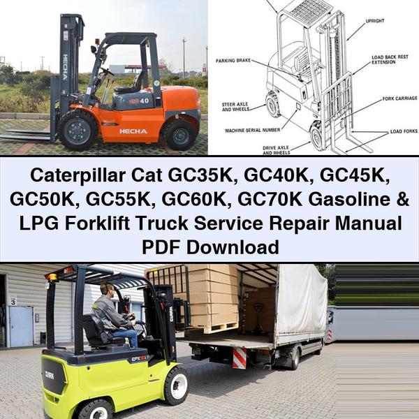 Caterpillar Cat GC35K GC40K GC45K GC50K GC55K GC60K GC70K Gasoline & LPG Forklift Truck Service Repair Manual