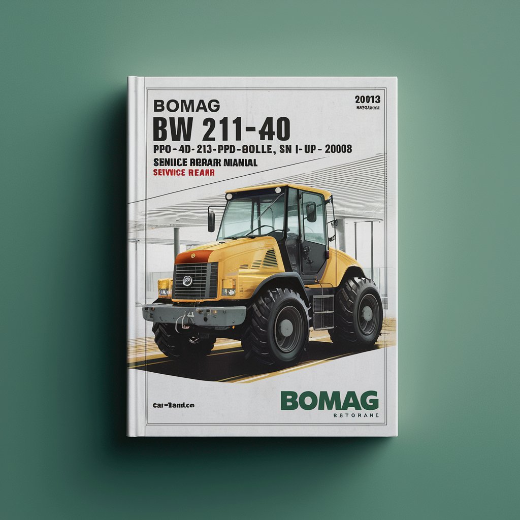 BOMAG BW 211 PD-40 212 PD-40 213 PD-40 Single DRUM Roller SN 10158242 & UP (2008) Service Repair Manual