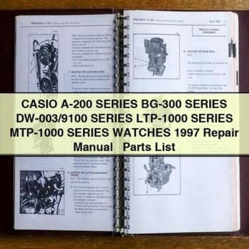 CASIO A-200 Series BG-300 Series DW-003/9100 Series LTP-1000 Series MTP-1000 Series WATCHES 1997 Repair Manual + Parts List