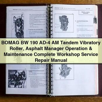 BOMAG BW 190 AD-4 AM Tandem Vibratory Roller Asphalt Manager Operation & Maintenance Complete Workshop Service Repair Manual