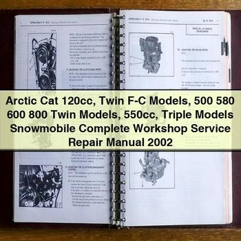 Arctic Cat 120cc Twin F-C Models 500 580 600 800 Twin Models 550cc Triple Models Snowmobile Complete Workshop Service Repair Manual 2002