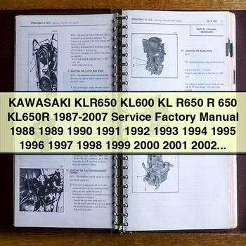 KAWASAKI KLR650 KL600 KL R650 R 650 KL650R 1987-2007 Service Factory Manual 1988 1989 1990 1991 1992 1993 1994 1995 1996 1997 1998 1999 2000 2001 2002 2003 2004 2005 2006