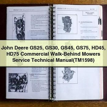 John Deere GS25 GS30 GS45 GS75 HD45 HD75 Commercial Walk-Behind Mowers Service Technical Manual(TM1598)