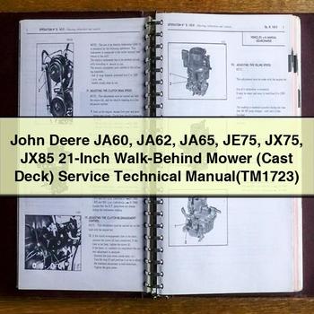John Deere JA60 JA62 JA65 JE75 JX75 JX85 21-Inch Walk-Behind Mower (Cast Deck) Service Technical Manual(TM1723)