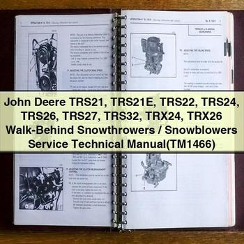 John Deere TRS21 TRS21E TRS22 TRS24 TRS26 TRS27 TRS32 TRX24 TRX26 Walk-Behind Snowthrowers/Snowblowers Service Technical Manual(TM1466)