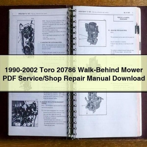 1990-2002 Toro 20786 Walk-Behind Mower Service/Shop Repair Manual