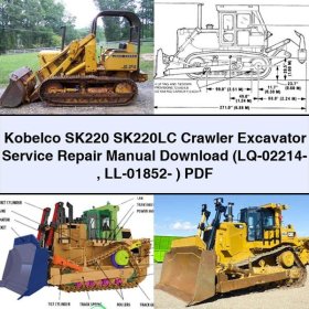 Kobelco SK220 SK220LC Crawler Excavator Manual de servicio y reparación (LQ-02214- LL-01852- )