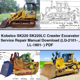 Kobelco SK220 SK220LC Crawler Excavator Manual de servicio y reparación (LQ-2101- LL-1801- )