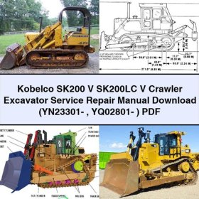 Kobelco SK200 V SK200LC V Crawler Excavator Manual de servicio y reparación (YN23301- YQ02801- )