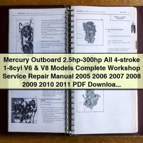 Mercury Outboard 2.5hp-300hp All 4-stroke 1-8cyl V6 & V8 Models Manual completo de servicio y reparación del taller 2005 2006 2007 2008 2009 2010 2011