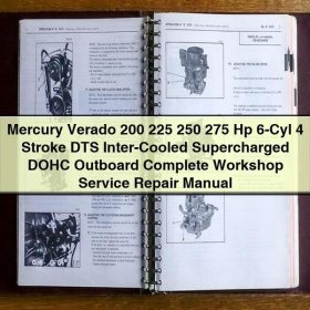 Mercury Verado 200 225 250 275 Hp 6-Cyl 4 Stroke DTS Inter-Cooled Supercharged DOHC Outboard Manual completo de servicio y reparación del taller