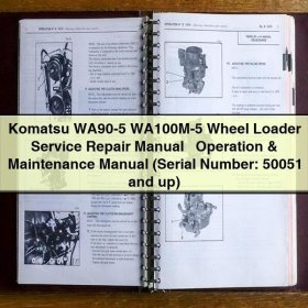 Komatsu WA90-5 WA100M-5 Wheel Loader Manual de servicio y reparación + Operation & Maintenance Manual (Serial Number: 50051 and up)