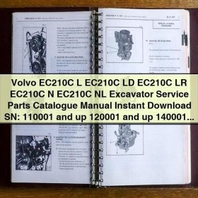 Catálogo de Piezas de Servicio para Excavadora Volvo EC210C (L, LD, LR, N, NL) Números de Serie: 110001 y superiores, 120001 y superiores, 140001 y superiores