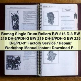 Manual de Servicio, Reparación y Taller para Rodillos de Tambor Simple Bomag BW 216, 219 y 225
