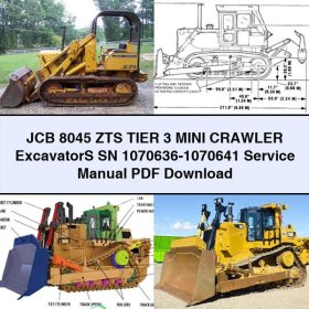 JCB 8045 ZTS Tier 3 Mini Crawler ExcavatorS SN 1070636-1070641 Manual de servicio y reparación