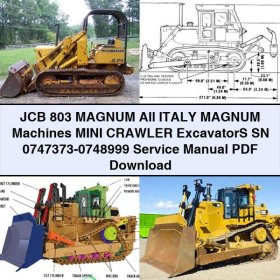 JCB 803 MAGNUM All ITALY MAGNUM Machines Mini Crawler ExcavatorS SN 0747373-0748999 Manual de servicio y reparación