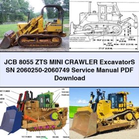 JCB 8055 ZTS Mini Crawler ExcavatorS SN 2060250-2060749 Manual de servicio y reparación