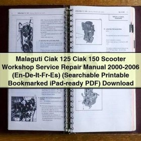 Manual de Taller Malaguti Ciak 125/150 (2000-2006) - Español, Inglés, Alemán, Italiano, Francés