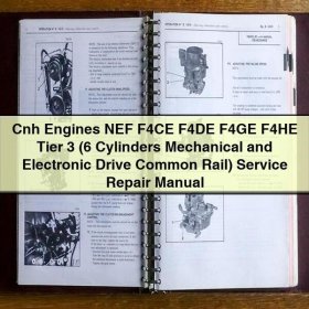 Manual de Reparación y Servicio para Motores CNH NEF F4CE, F4DE, F4GE, F4HE Tier 3 (6 Cilindros, Común Rail Mecánico y Electrónico)