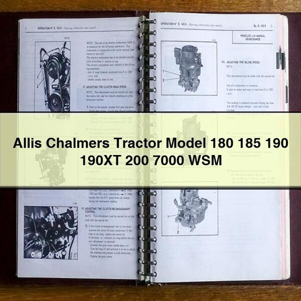 Allis Chalmers Tracteur Modèle 180 185 190 190XT 200 7000 WSM