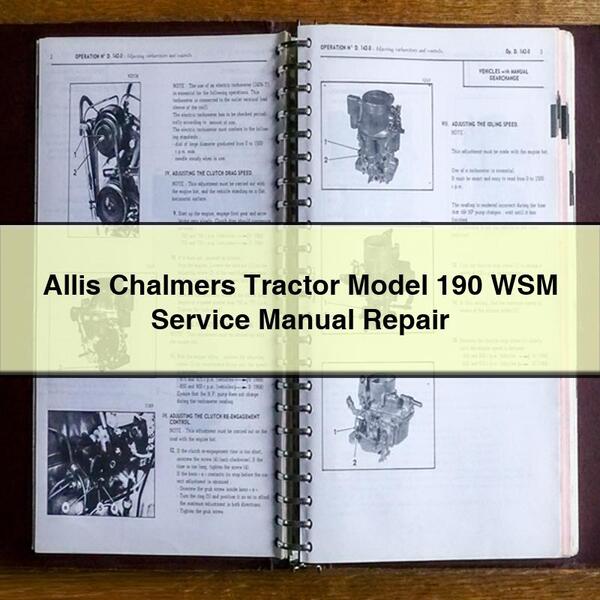 Allis Chalmers Tractor Model 190 WSM Service Manual Réparation PDF Télécharger