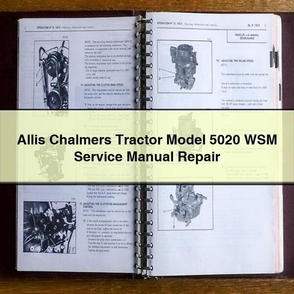 Allis Chalmers Tractor Model 5020 WSM Manuel de réparation PDF Télécharger