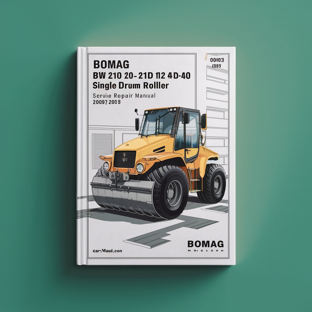 BOMAG BW 211 D-40 212 D-40 213 D-40 Single DRUM Roller SN 10158303 & UP (2008) Service Repair Manual