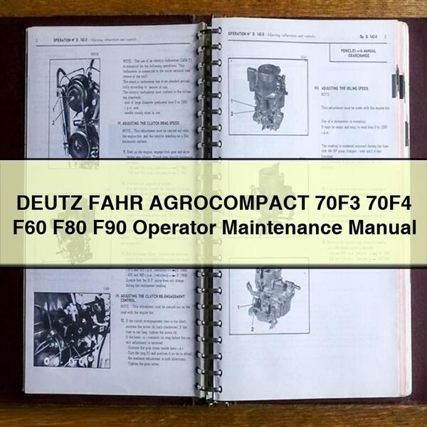 DEUTZ FAHR AGROCOMPACT 70F3 70F4 F60 F80 F90 Manuel de maintenance de l'opérateur PDF Télécharger