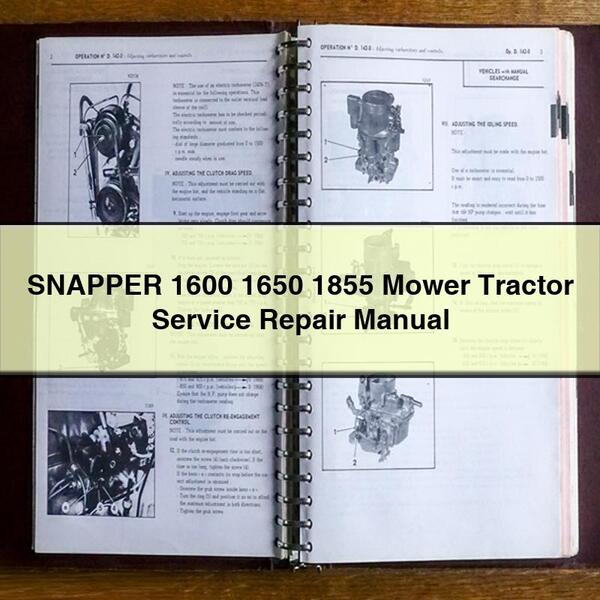 Manual de reparación de servicio de tractor cortacésped SNAPPER 1600 1650 1855 Descargar PDF