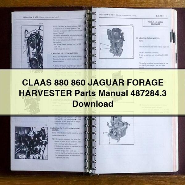 CLAAS 880 860 JAGUAR FORAGE HARVESTER Parts Manual 487284.3