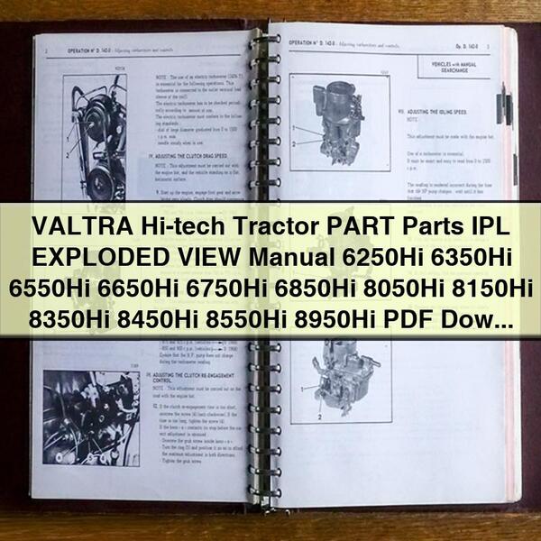 VALTRA Hi-tech Tractor PART Parts IPL VUE ÉCLATÉE Manuel 6250Hi 6350Hi 6550Hi 6650Hi 6750Hi 6850Hi 8050Hi 8150Hi 8350Hi 8450Hi 8550Hi 8950Hi PDF Télécharger