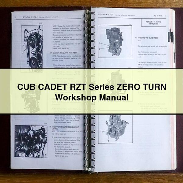 Manuel d'atelier CUB CADET RZT Series ZERO TURN Télécharger le PDF