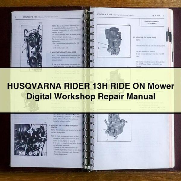 Manual de reparación de taller digital HUSQVARNA RIDER 13H RIDE ON Cortacésped Descargar PDF