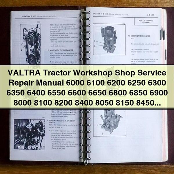 Valtra Tractor Shop 6000-8950 Series Service Repair Workshop Manual