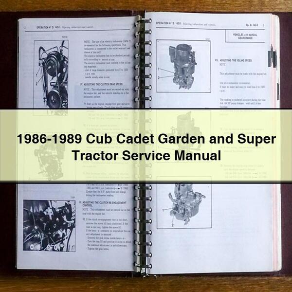 1986-1989 Manuel de réparation du service de jardin et de super tracteur Cub Cadet Télécharger le PDF