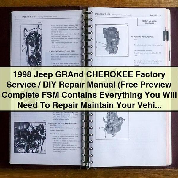 1998 Jeep Grand CHEROKEE Servicio de fábrica/Manual de reparación de bricolaje (Vista previa gratuita FSM completa) Descargar PDF