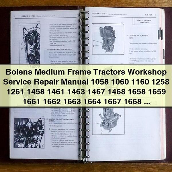 Bolens Manual de reparación de servicio de taller de tractores de bastidor mediano 1058 1060 1160 1258 1261 1458 1461 1463 1467 1468 1658 1659 1661 1662 1663 1664 1667 1668 1668L 1669 1669L 1858 PDF Descargar