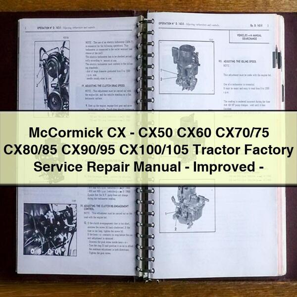 McCormick CX-CX50 CX60 CX70/75 CX80/85 CX90/95 CX100/105 Manuel de réparation du service d'usine du tracteur-Amélioré-Téléchargement PDF