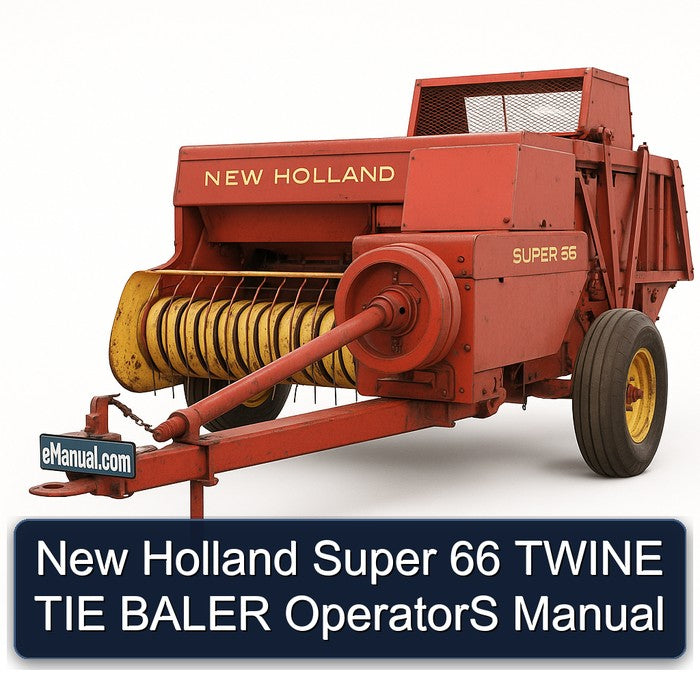 New Holland Super 66 Twine TIE Baler Operators Operator's Manual PDF