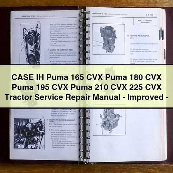 CASE IH Puma 165 CVX Puma 180 CVX Puma 195 CVX Puma 210 CVX 225 CVX Manual de reparación de servicio del tractor - Mejorado - Descargar PDF