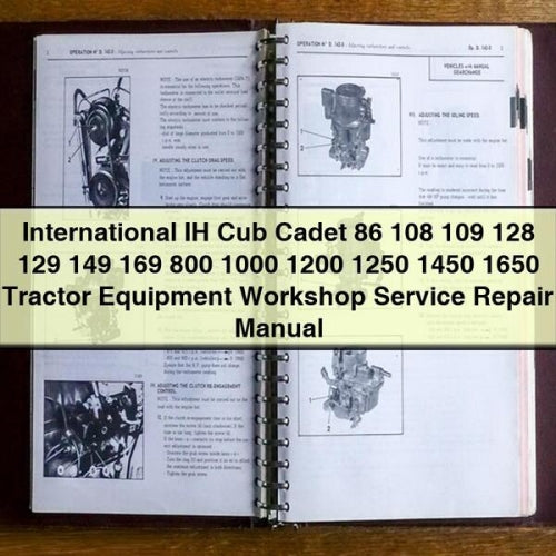 IH International Cub Cadet 86 108 109 128 129 149 169 800 1000 1200 1250 1450 1650 Manual de reparación de servicio de taller de equipos de tractor Descargar PDF