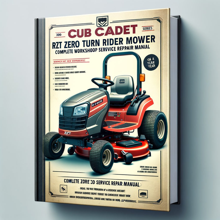 Cub Cadet RZT Series Zero Turn Rider Mower Komplett Verkstadstjänst Reparationshandbok