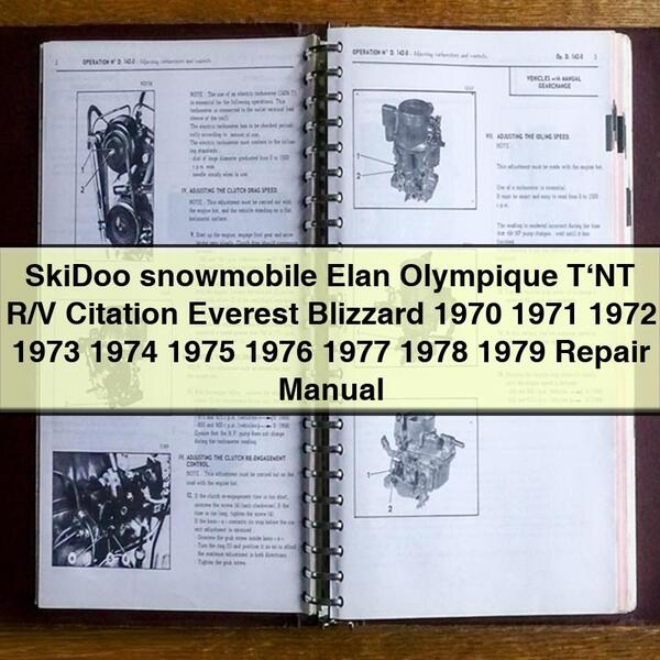 SkiDoo snowmobile Elan Olympique T‘NT R/V Citation Everest Blizzard 1970 1971 1972 1973 1974 1975 1976 1977 1978 1979 Repair Manual