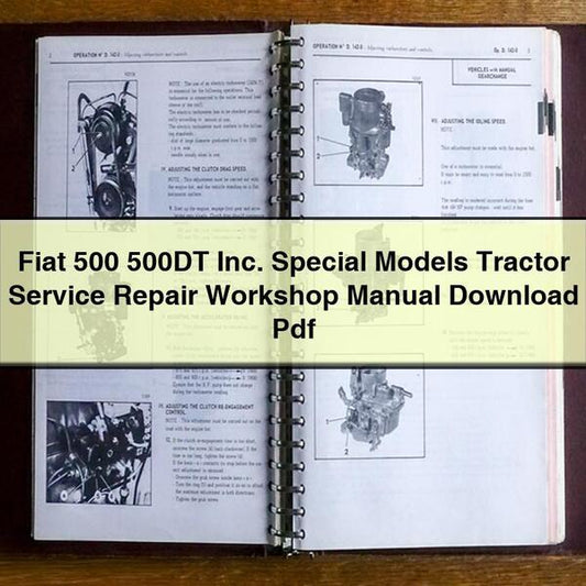Fiat 500 500DT Inc. Special Models Tractor Service Repair Workshop Manual