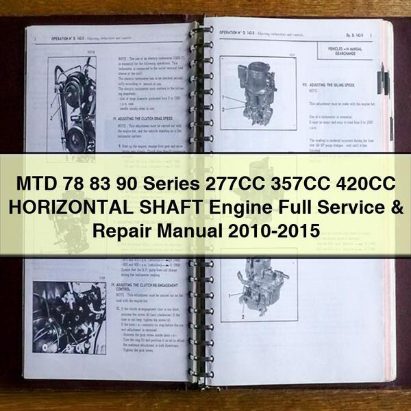 MTD 78 83 90 Series 277CC 357CC 420CC Moteur à arbre horizontal Manuel complet d'entretien et de réparation 2010-2015 PDF Télécharger