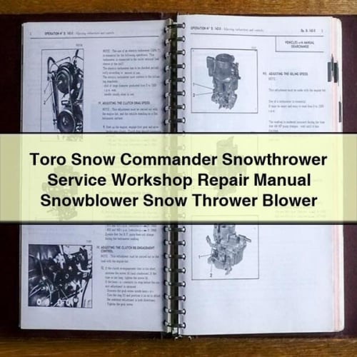 Toro Snow Commander Snowthrower Service Workshop Repair Manual Snowblower Snow Thrower Blower
