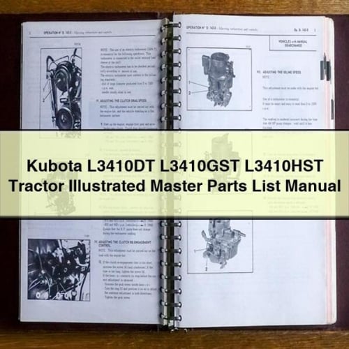 Kubota L3410DT L3410GST L3410HST Tractor Illustrated Master Parts List Manual PDF Download