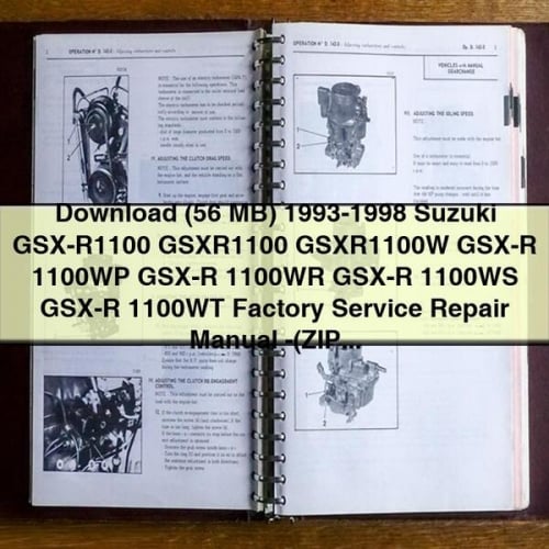 Descargar (56 MB) 1993-1998 Suzuki GSX-R1100 GSXR1100 GSXR1100W GSX-R 1100WP GSX-R 1100WR GSX-R 1100WS GSX-R 1100WT Manual de reparación de servicio de fábrica - (ZIP - PDF)