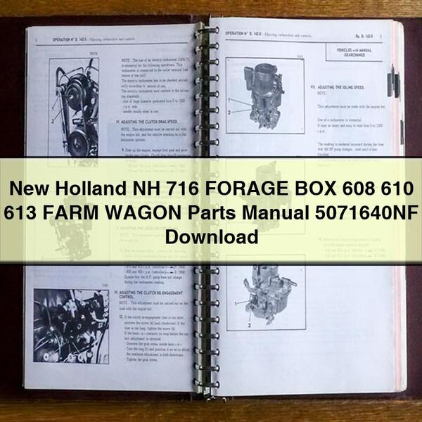 New Holland NH 716 FORAGE BOX 608 610 613 FARM WAGON Parts Manual 5071640NF