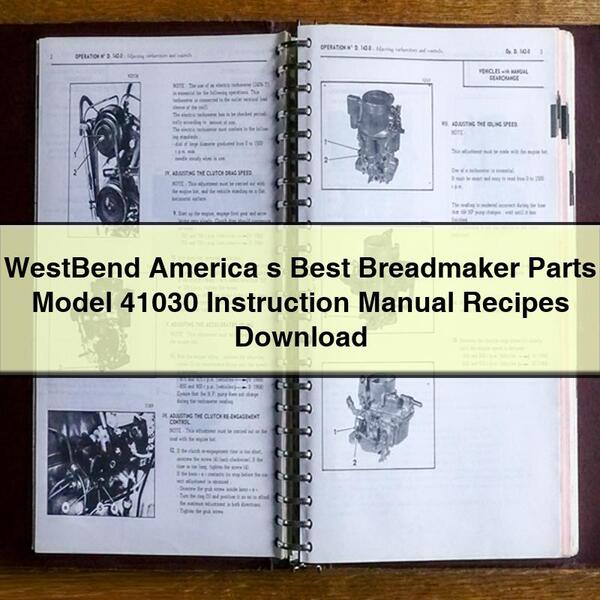 WestBend America s Best Breadmaker Parts Model 41030 Instruction Manual Recipes